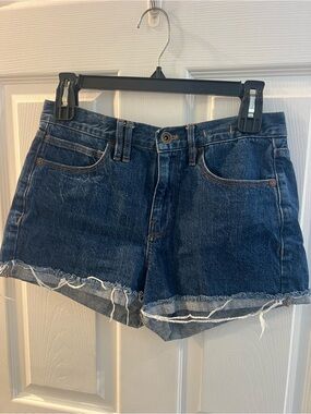 Madewell Dark Indigo Frayed Hem Denim Shorts